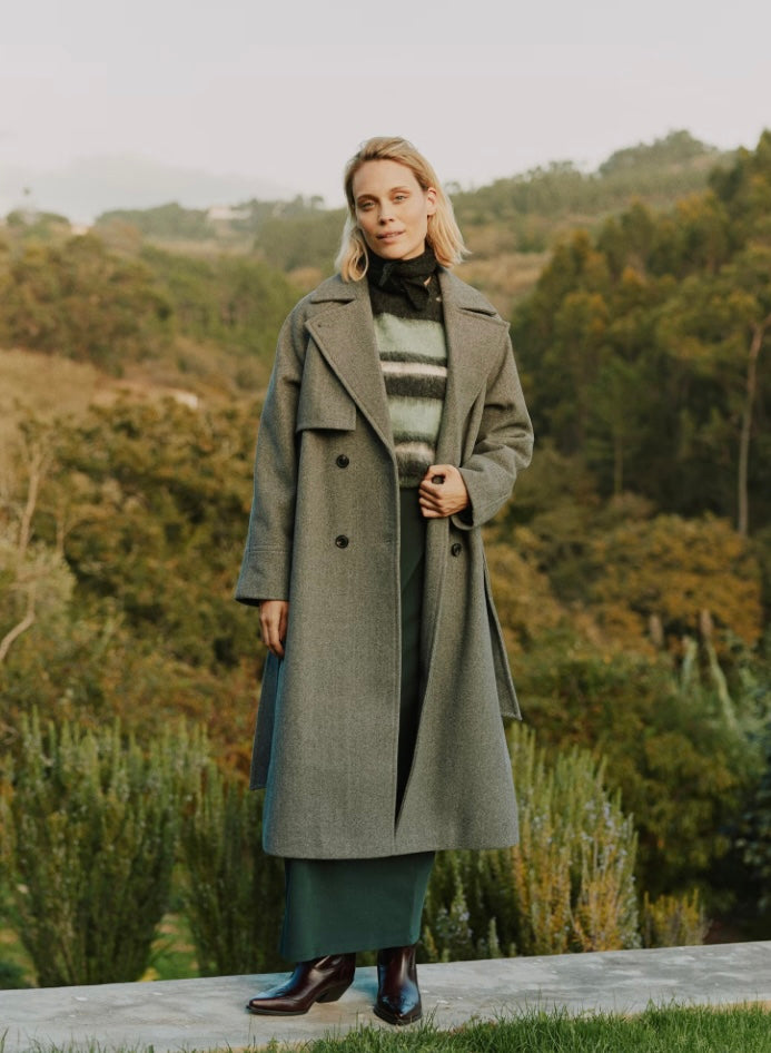 MID GREY MELANGE CILIA TRENCH COAT