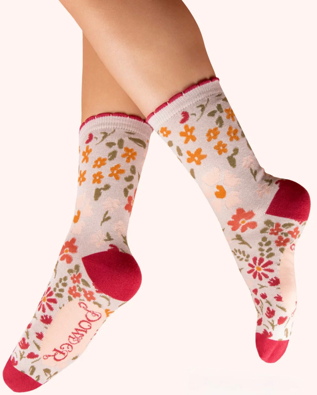 ANKLE SOCK FLOWER MEDOW CREAM