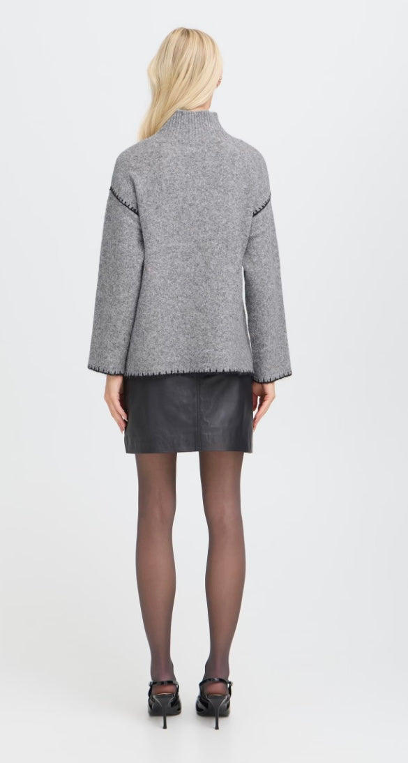 MID GREY MELANGE OMEA ROLLNECK JUMPER