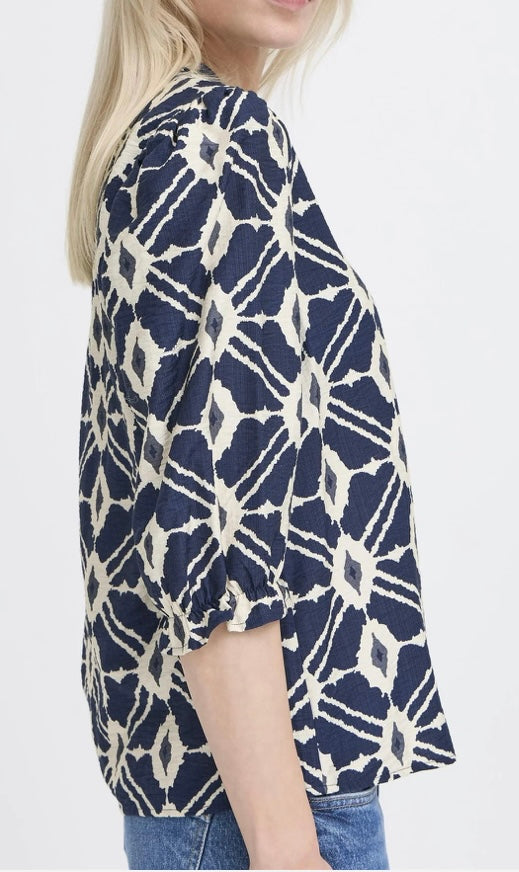 NAVY BLZER IKAIA V NECK BLOUSE