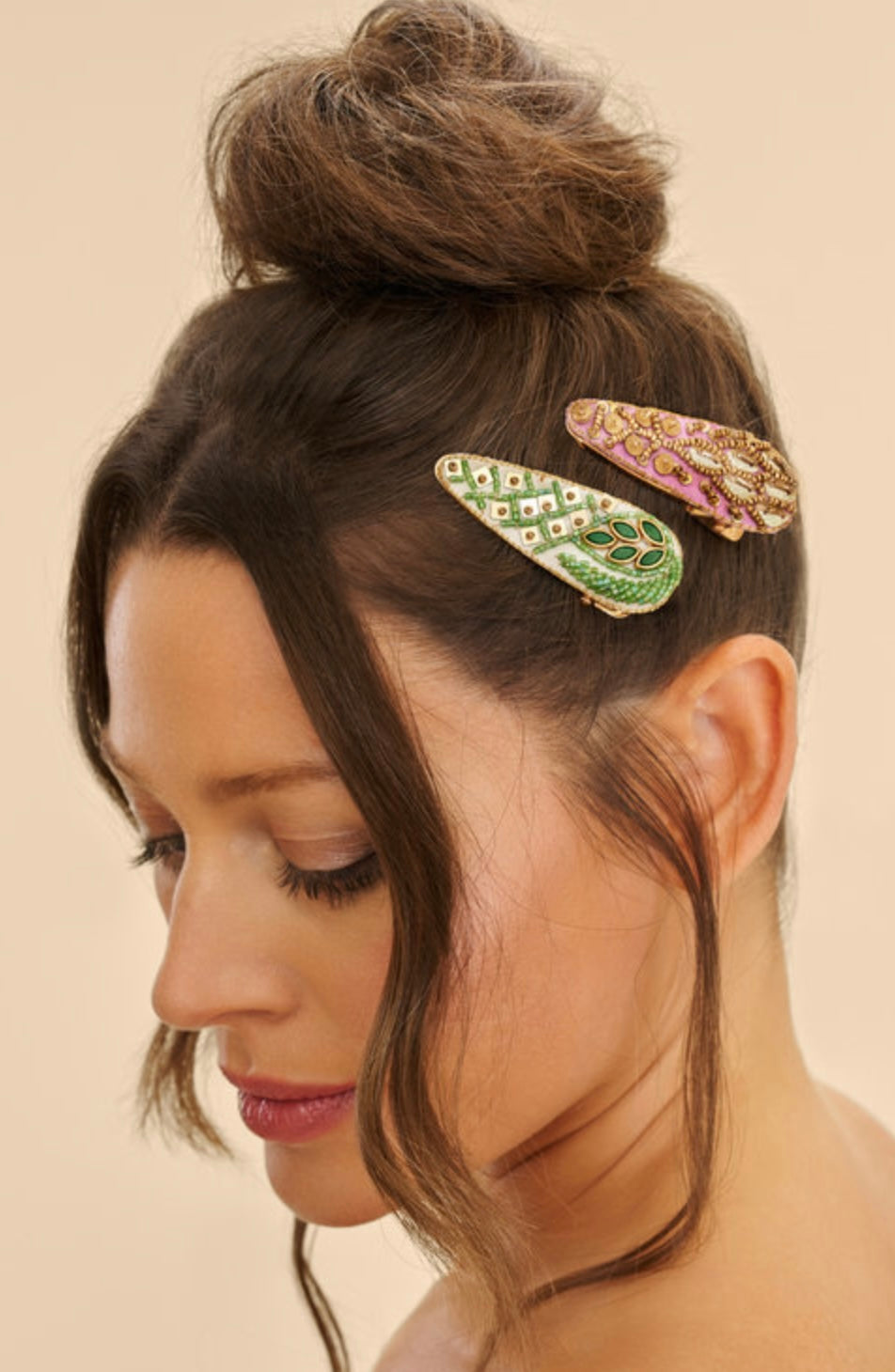 SAGE & LILAC LEAF & FEATHER HAIRCLIPS