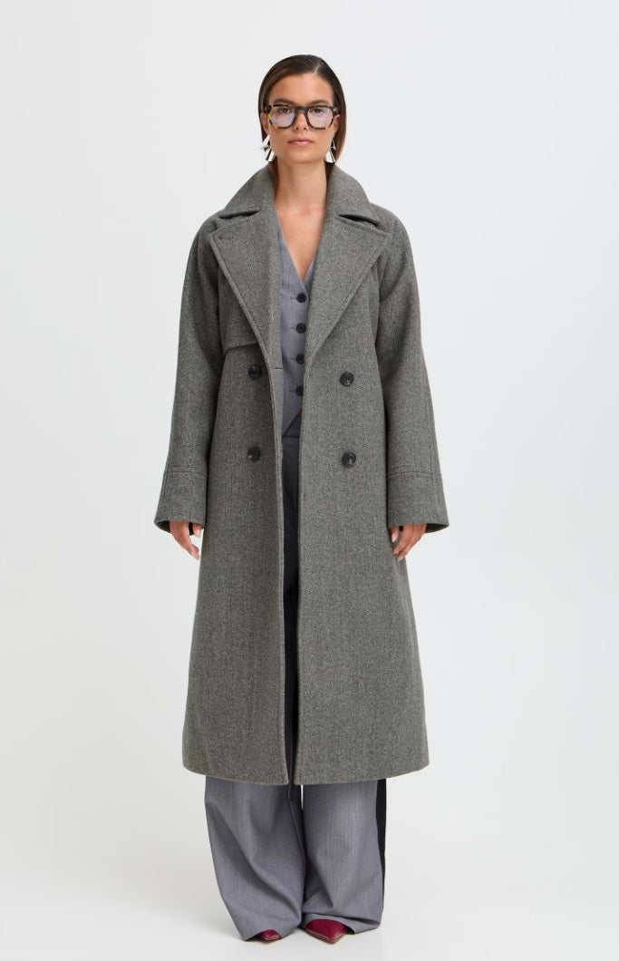 MID GREY MELANGE CILIA TRENCH COAT