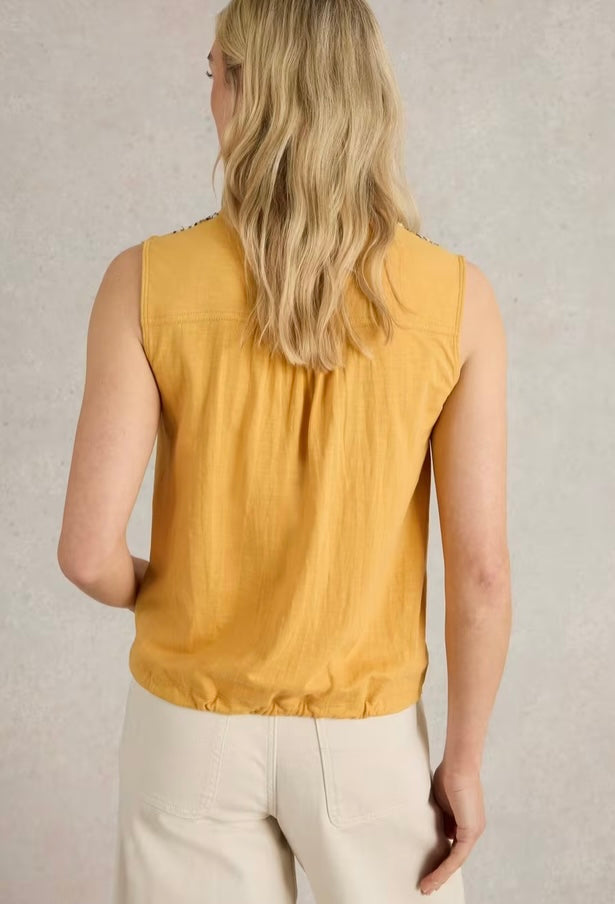 MID YELLOW TULIP MIX SLEEVELESS SHIRT