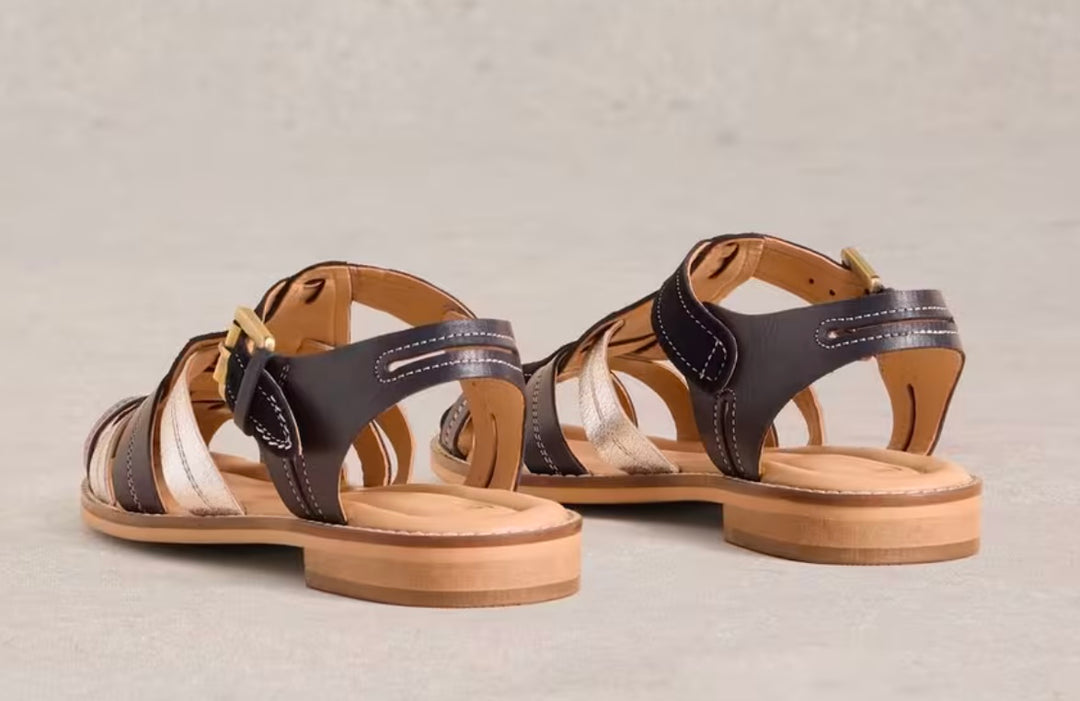 NAVY LEATHER ZARA FISHERMAN SANDAL