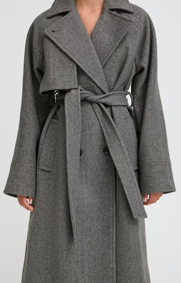 MID GREY MELANGE CILIA TRENCH COAT