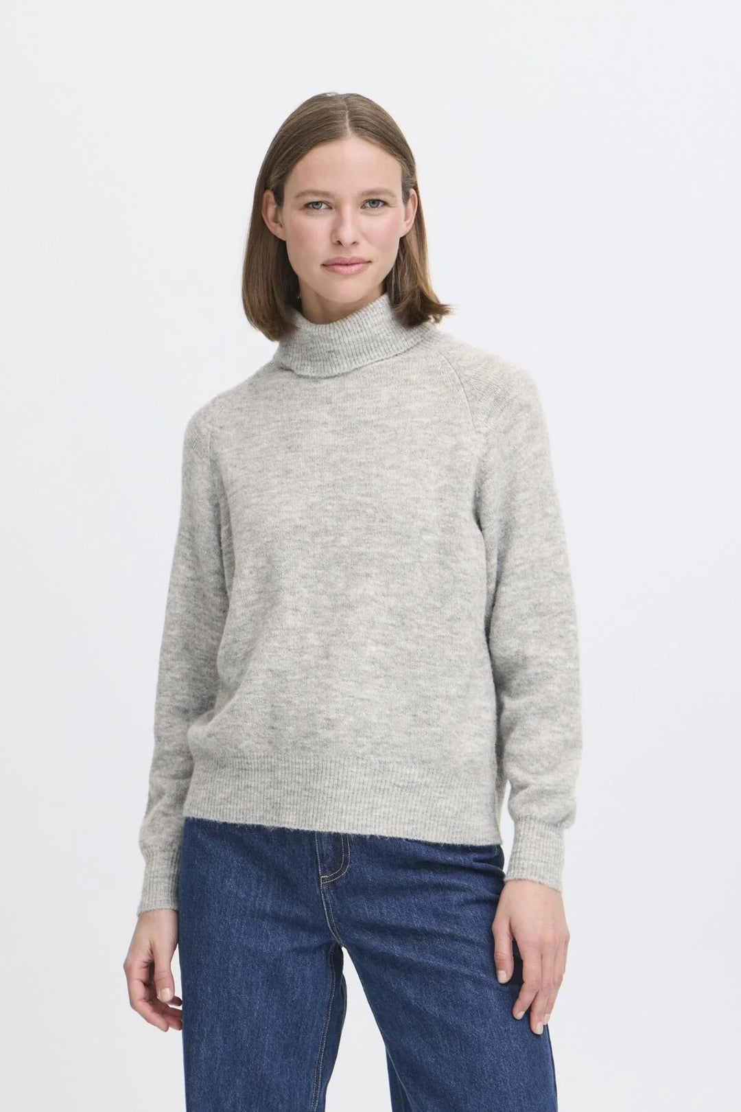 MID GREY MELANGE MONNA ROLLNECK JUMPER