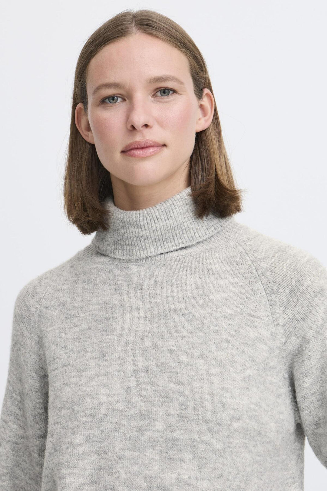 MID GREY MELANGE MONNA ROLLNECK JUMPER