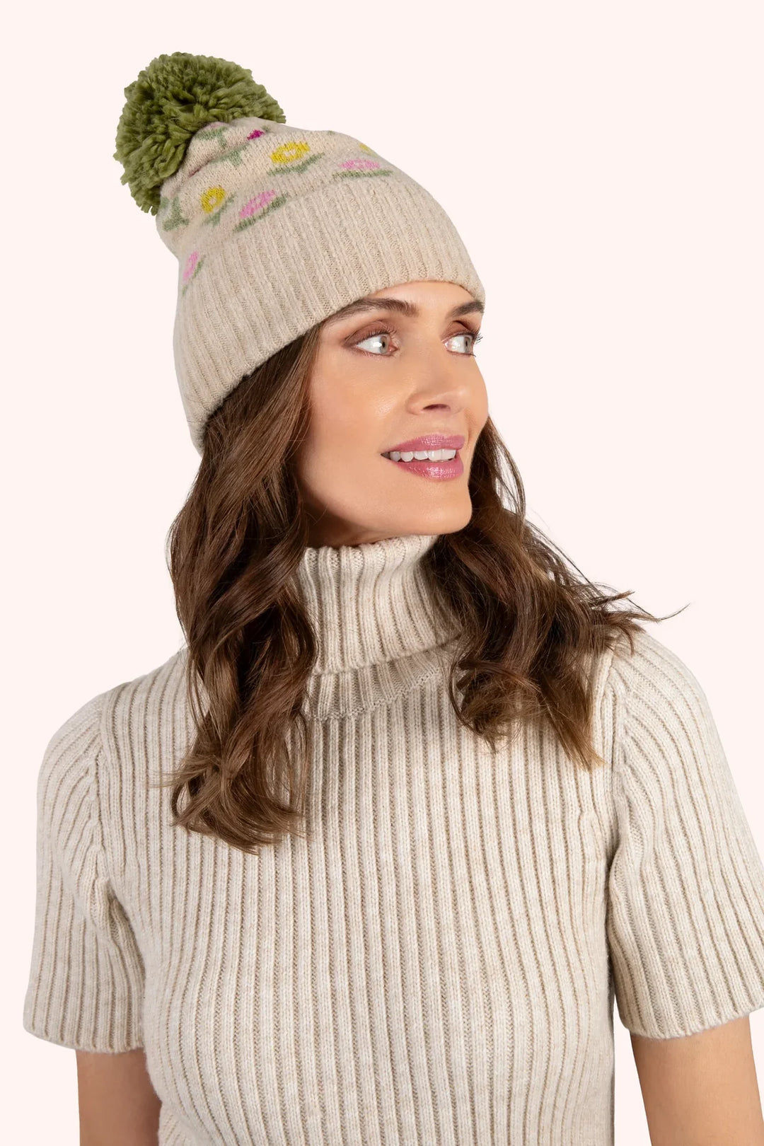 CREAM WILLOW POM POM HAT
