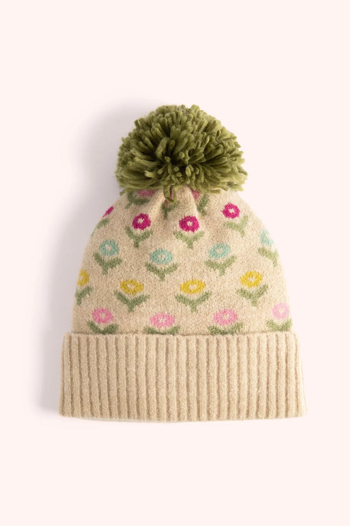 CREAM WILLOW POM POM HAT