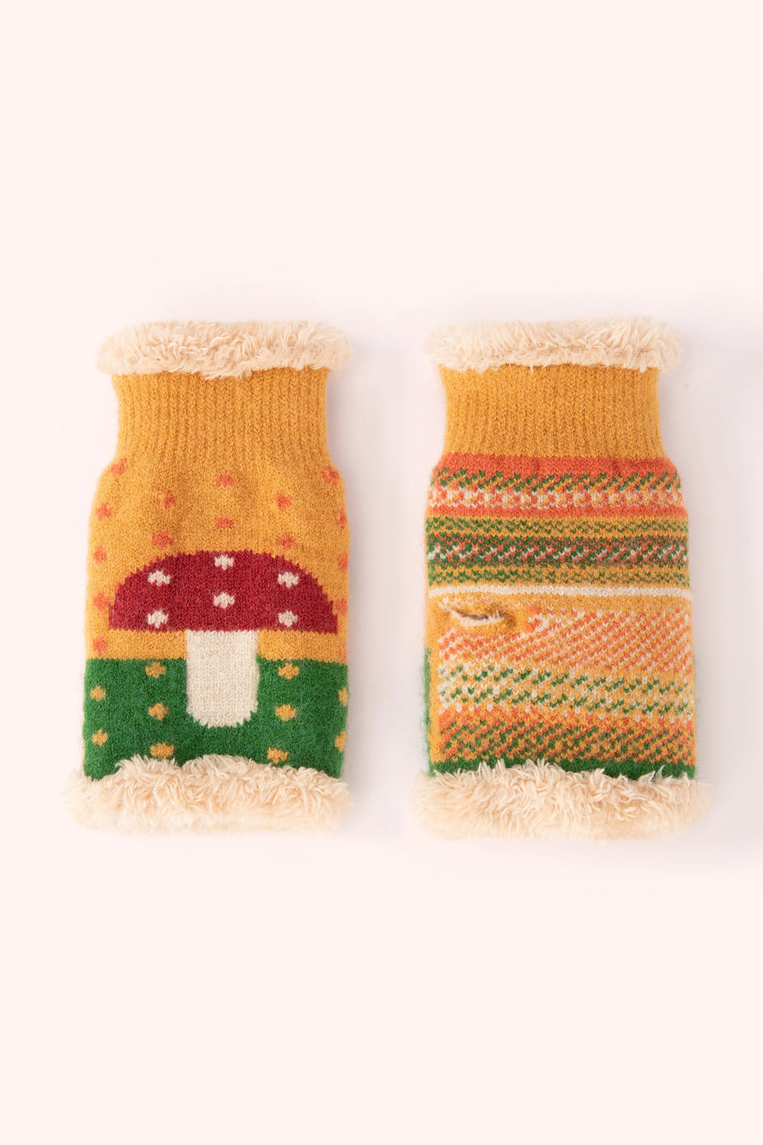 MUSTARD TOADSTOOL WRIST WARMERS
