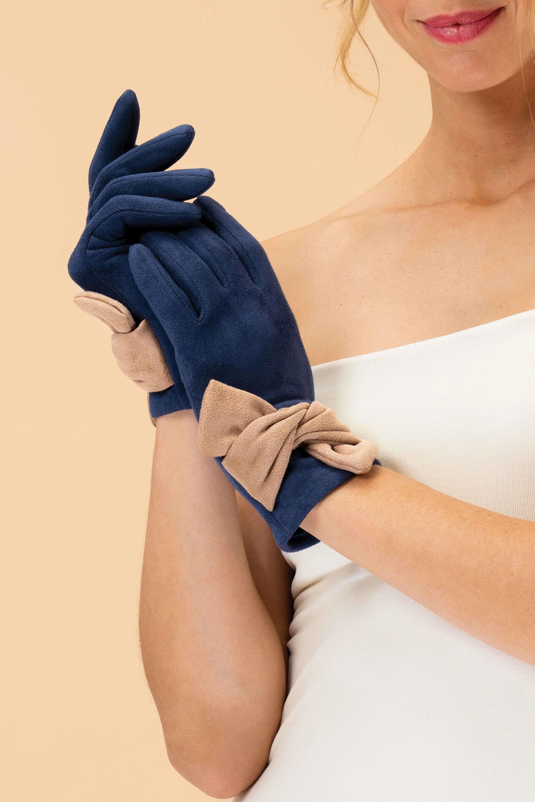 NAVY & TAUPE HENRIETTA SUEDE GLOVES