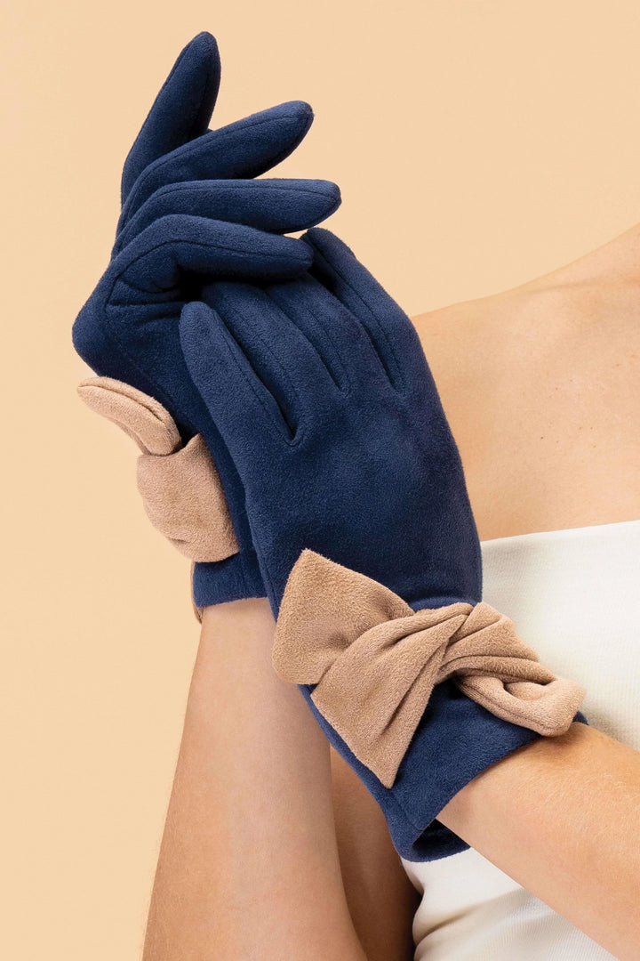 NAVY & TAUPE HENRIETTA SUEDE GLOVES