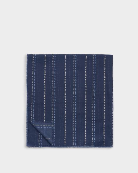 DOTTED STRIPE PRINT FOIL SCARF NAVY