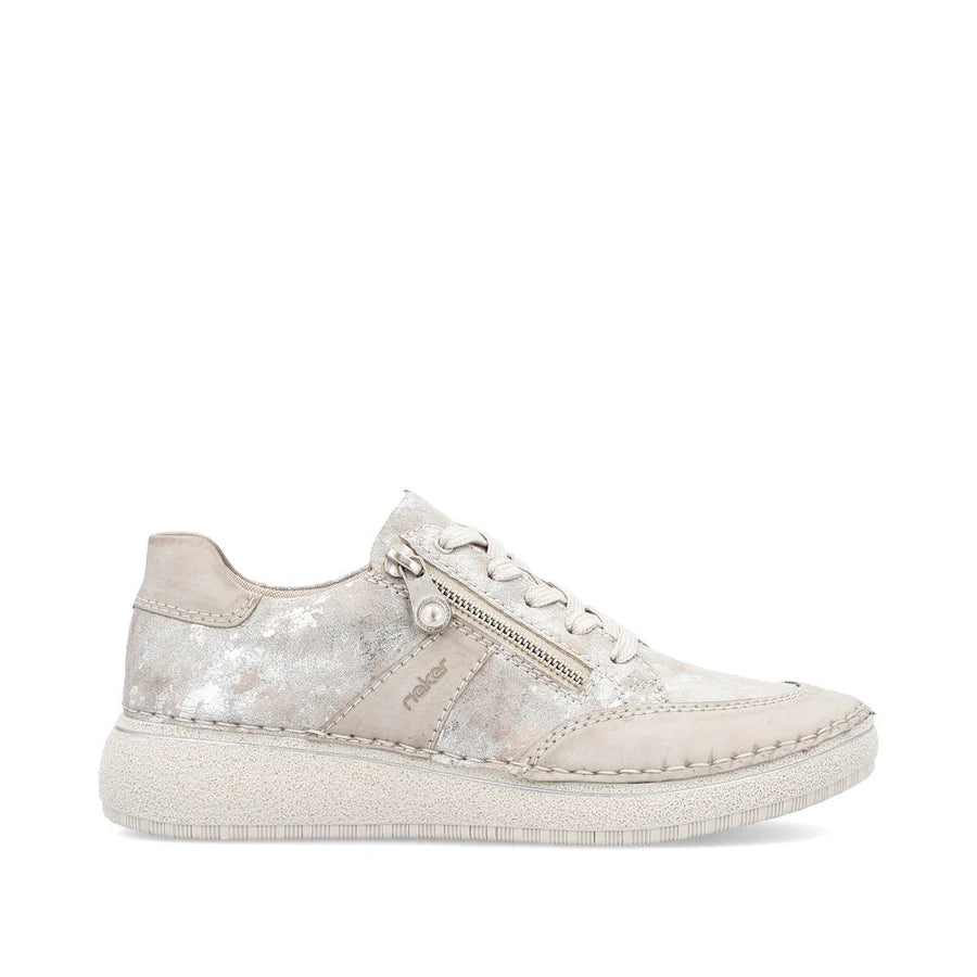 METALLIC LACE UP & ZIP TRAINER SHOE