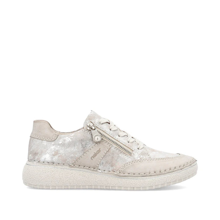 METALLIC LACE UP & ZIP TRAINER SHOE