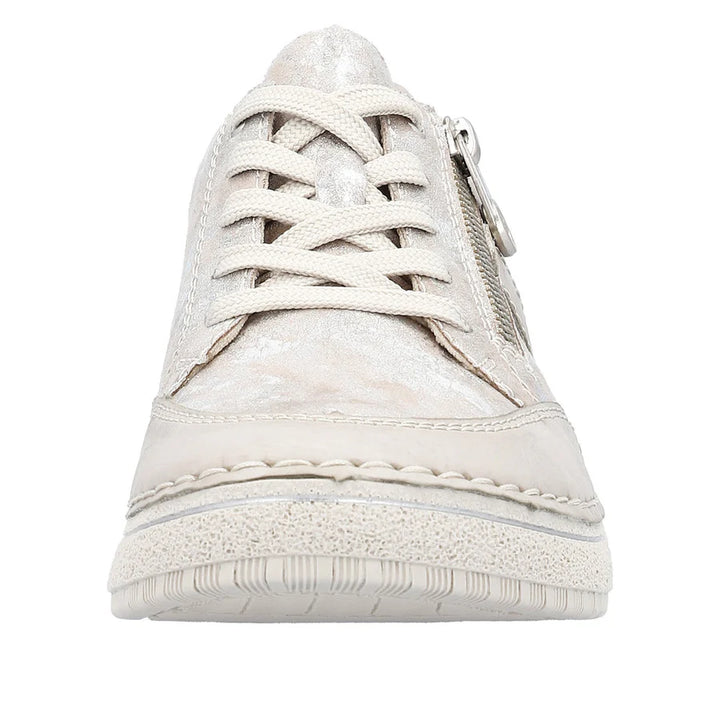 METALLIC LACE UP & ZIP TRAINER SHOE