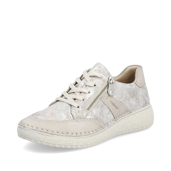 METALLIC LACE UP & ZIP TRAINER SHOE