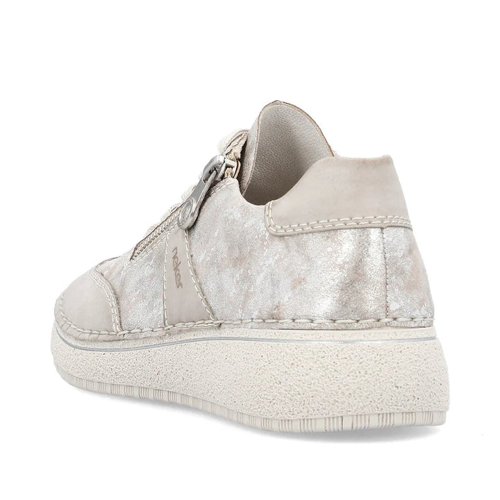 METALLIC LACE UP & ZIP TRAINER SHOE