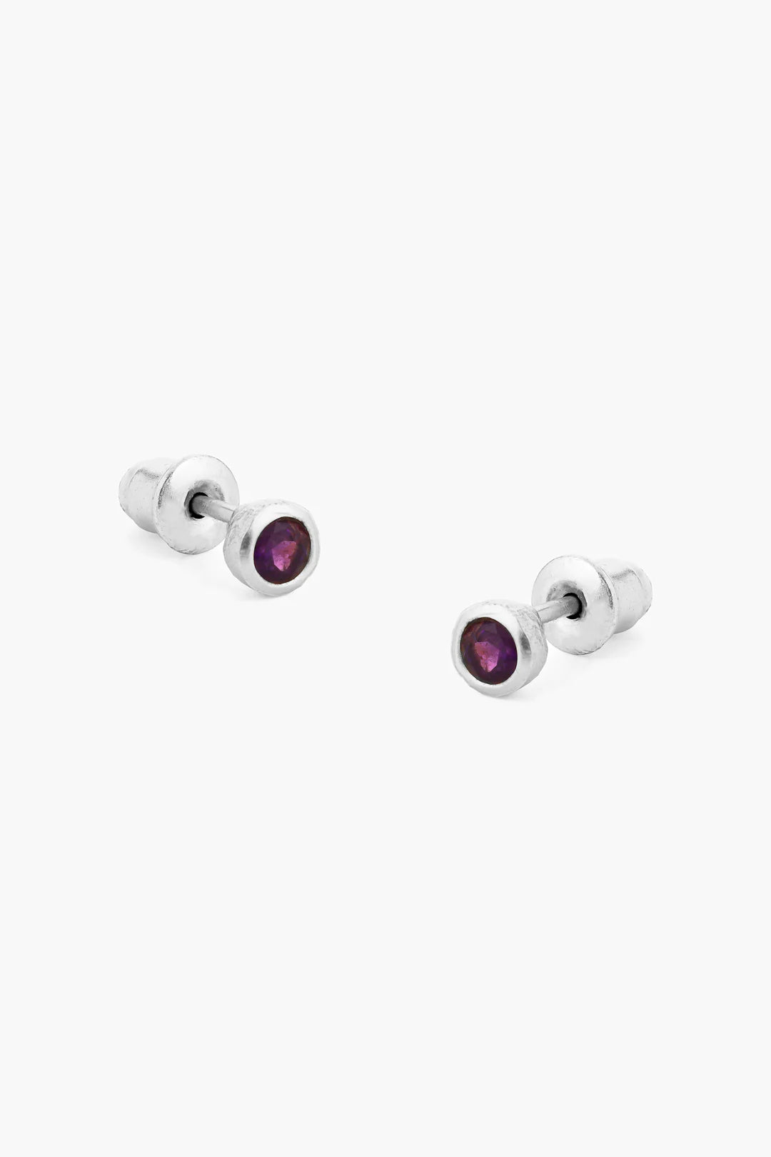 BIRTHSTONE AMETHYST SILVER EARRINGS
