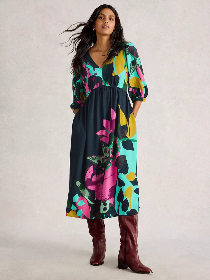PINK MULTI LUCY MIDI DRESS