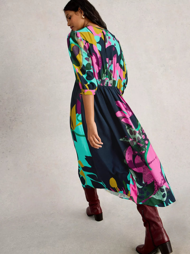 PINK MULTI LUCY MIDI DRESS