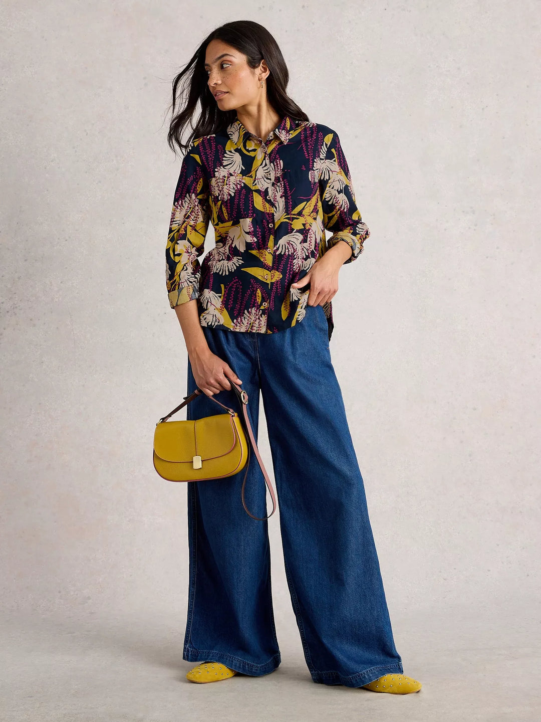 NAVY PRINT SOPHIE ORGNIC COTTON SHIRT