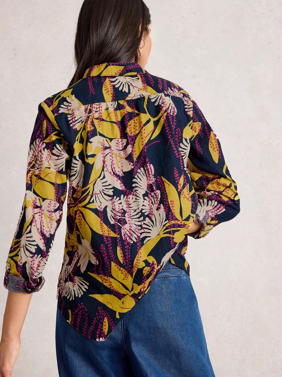 NAVY PRINT SOPHIE ORGNIC COTTON SHIRT