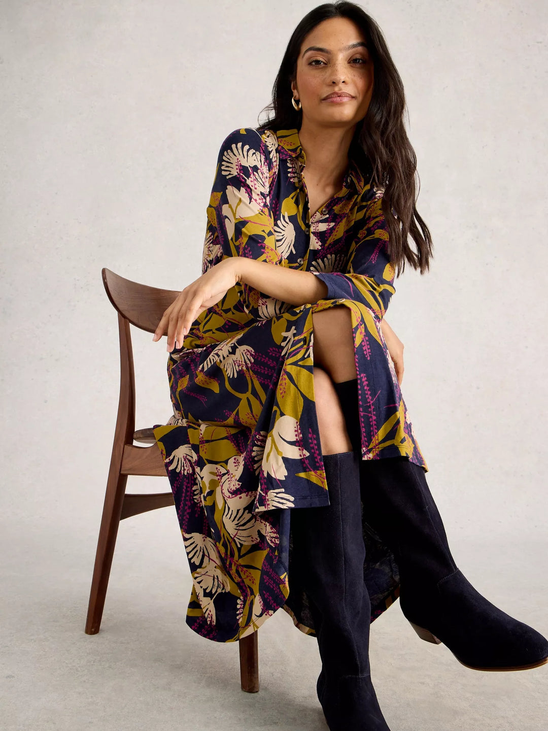 NAVY MULTI RUA JERSEY DRESS