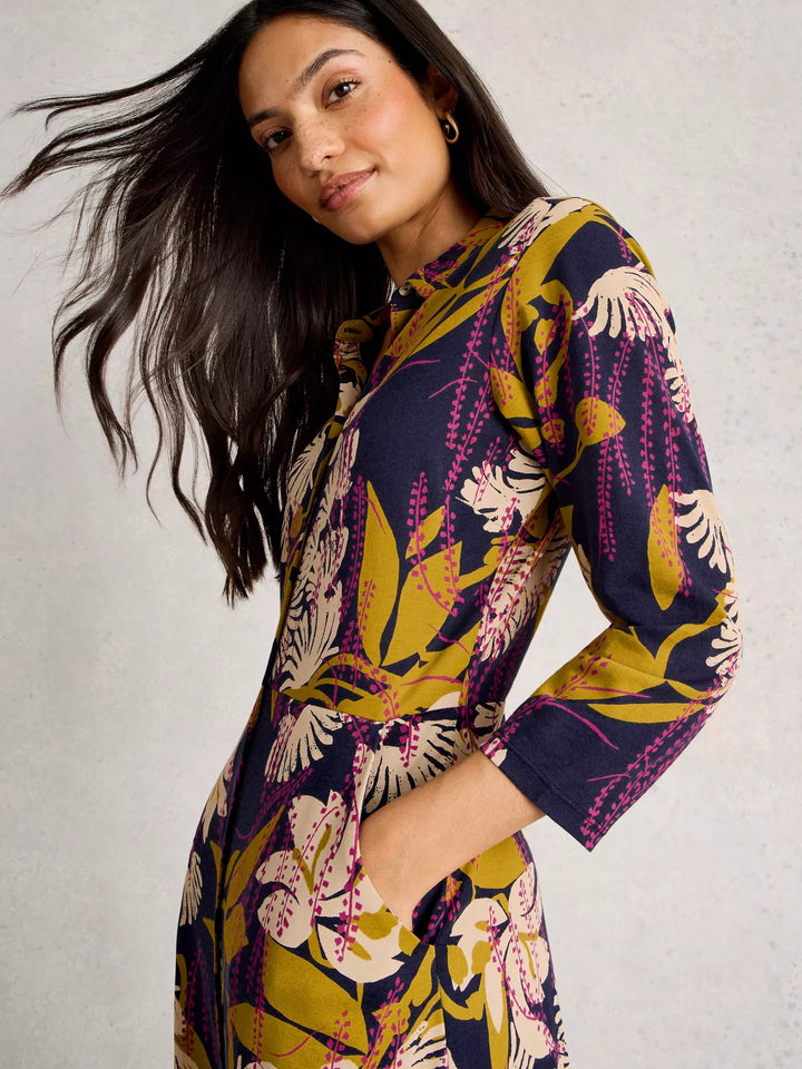 NAVY MULTI RUA JERSEY DRESS