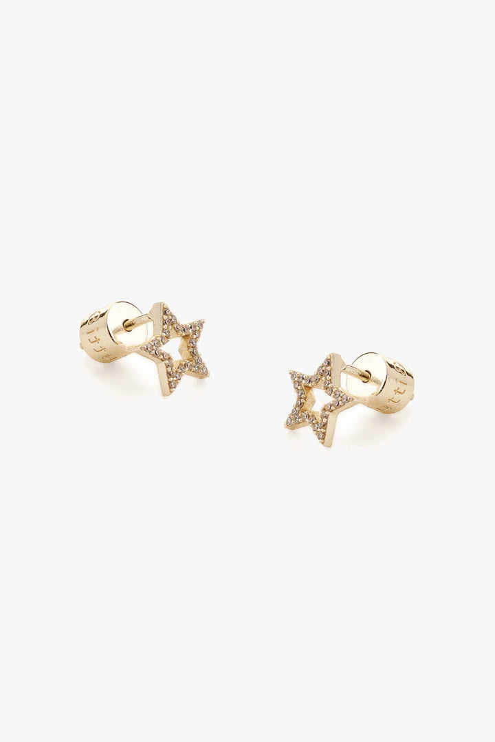 PAVE STAR EARRINGS GOLD