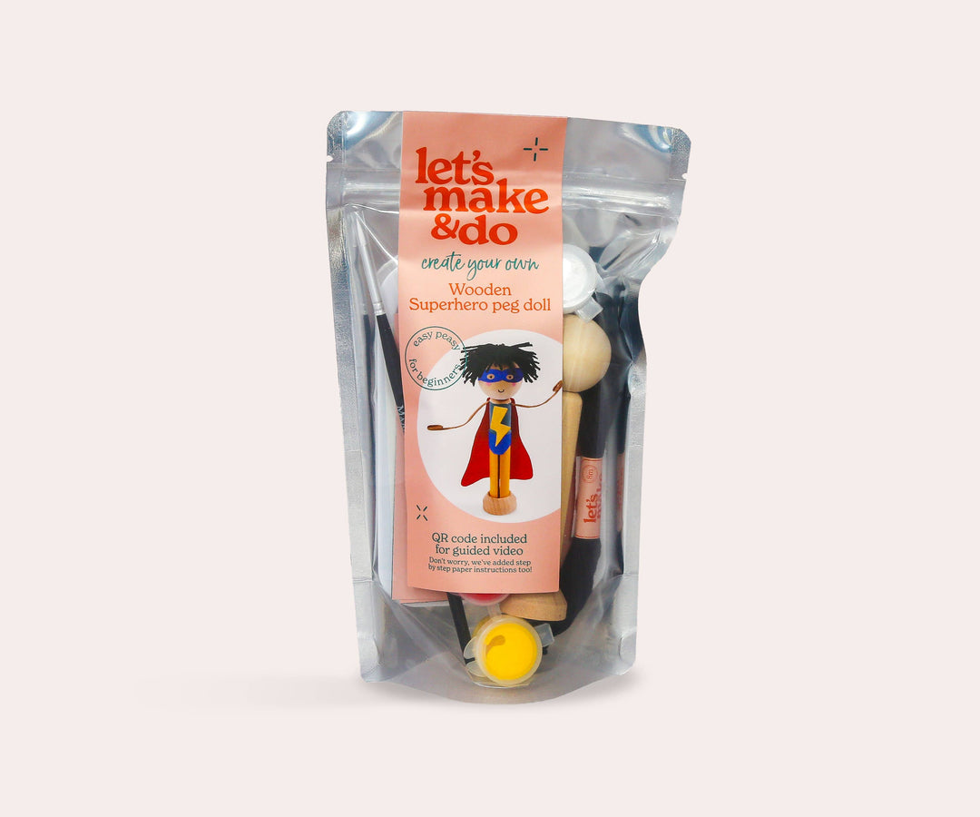 Create Your Own Superhero Wooden Peg Doll Kit