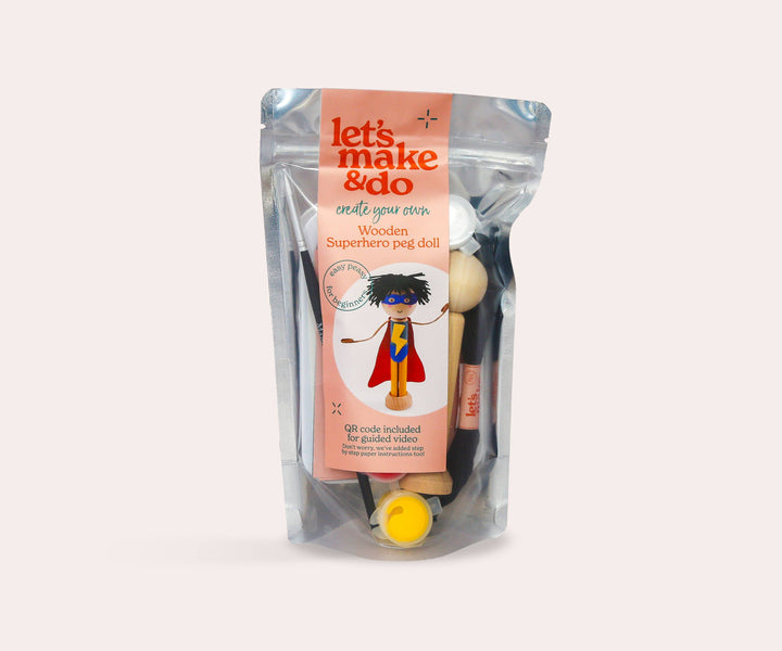 Create Your Own Superhero Wooden Peg Doll Kit