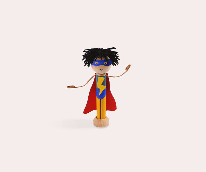 Create Your Own Superhero Wooden Peg Doll Kit