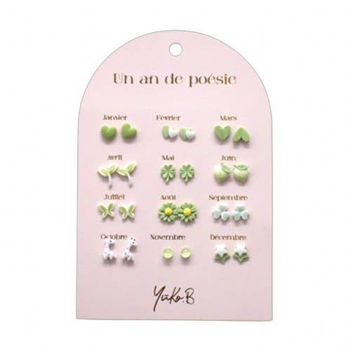 One Year of Green Poetry Stainless Steel Earrings