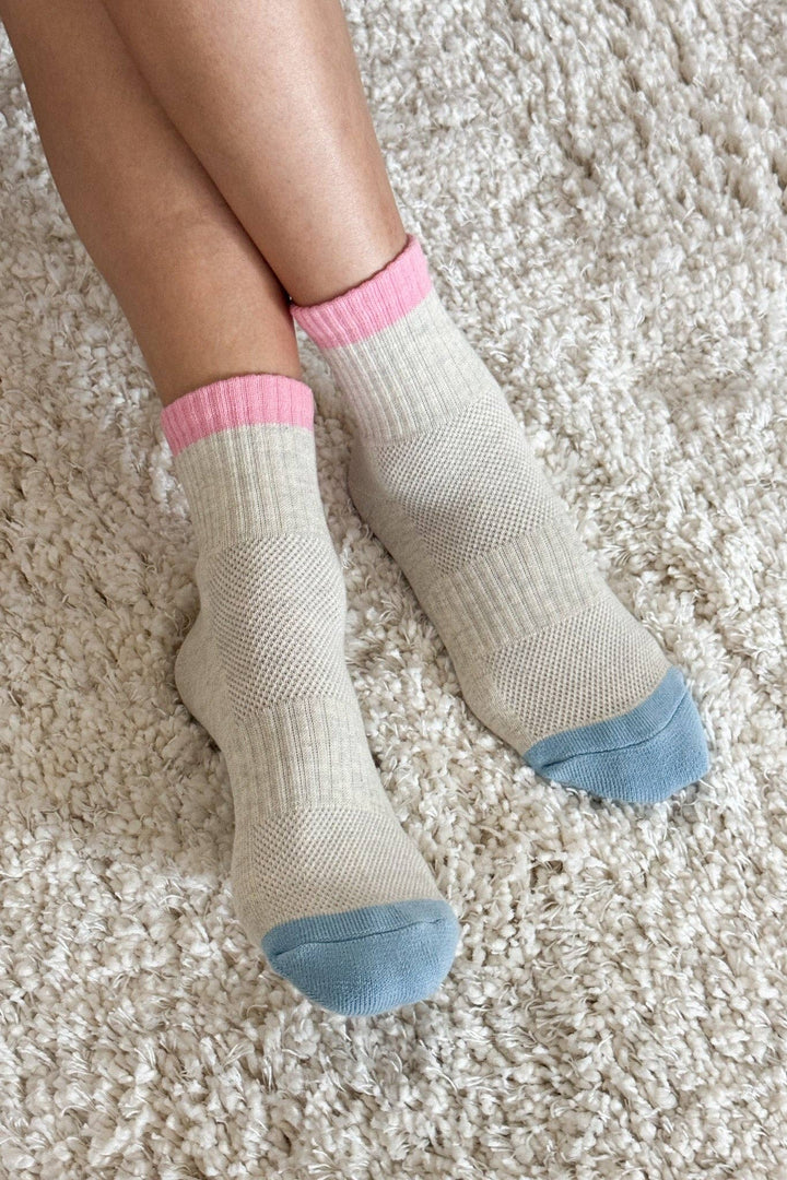 Color Block Girlfriend Socks : Rose Green