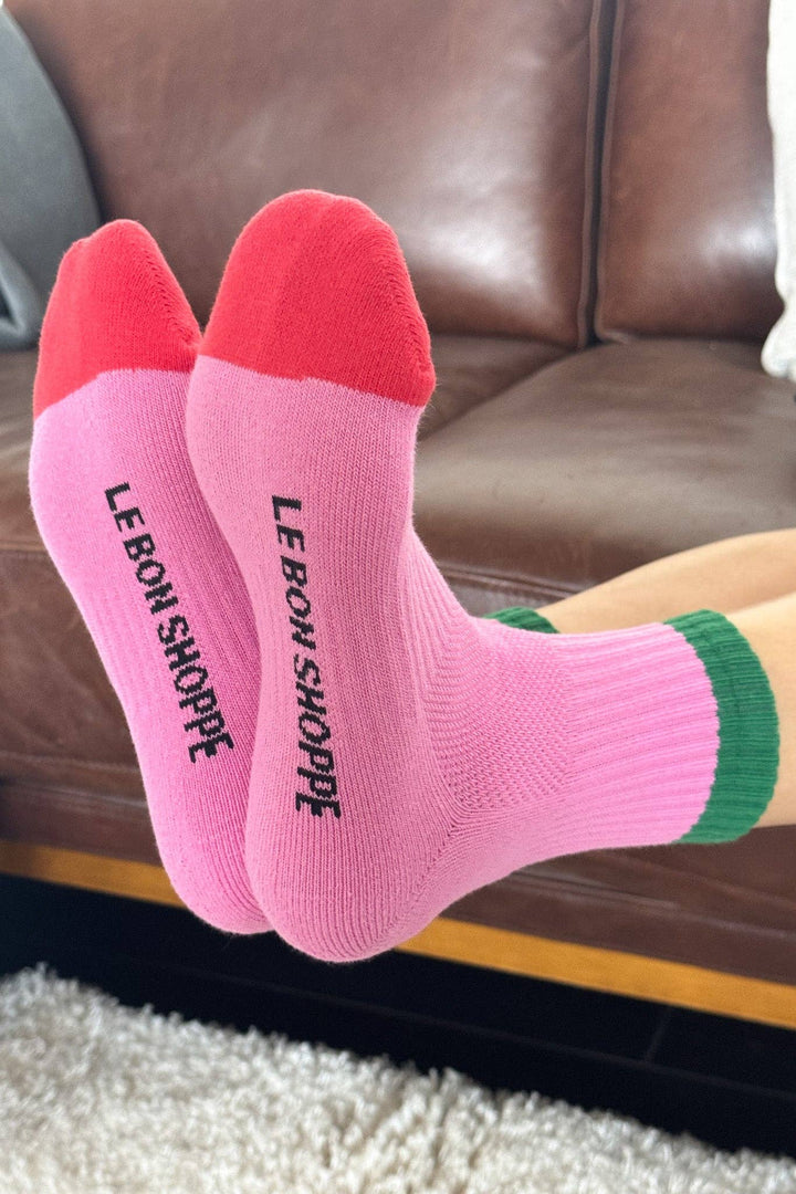 Color Block Girlfriend Socks : Rose Green