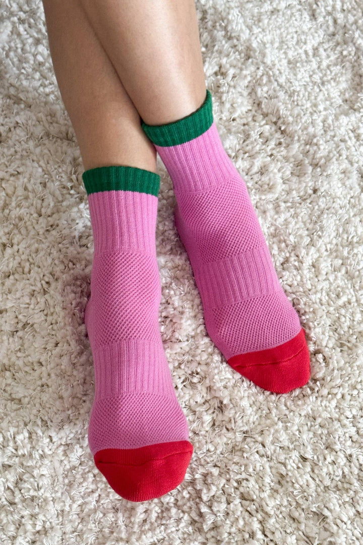 Color Block Girlfriend Socks : Blue Red