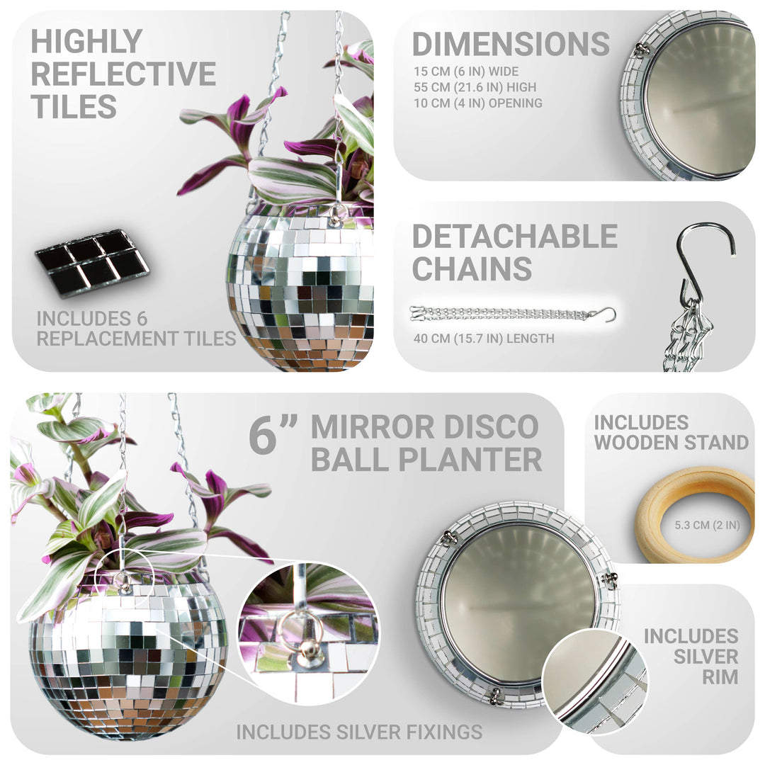 Disco Ball Hanging Planter (6in)