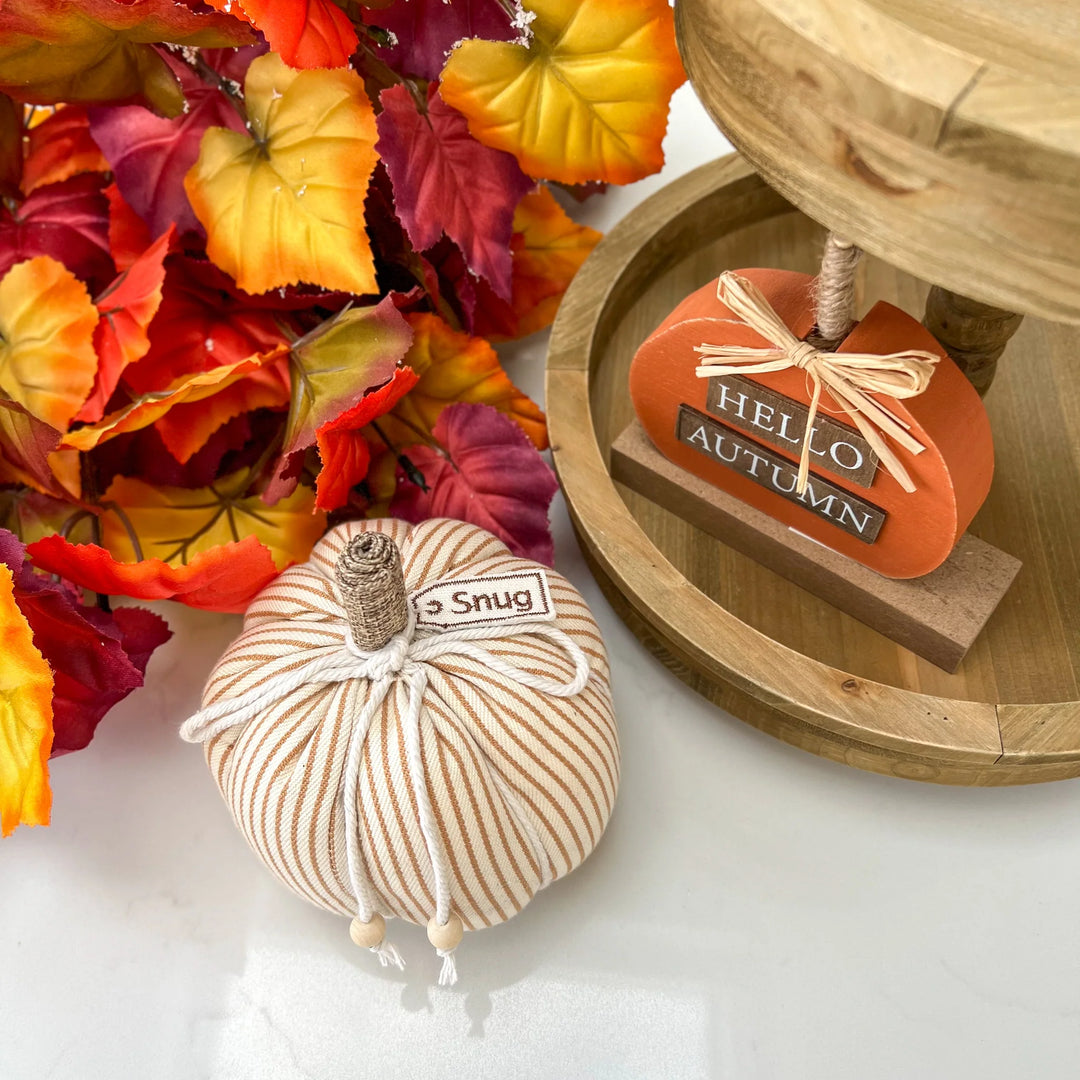 TAN THIN STRIPE FABRIC PUMPKIN