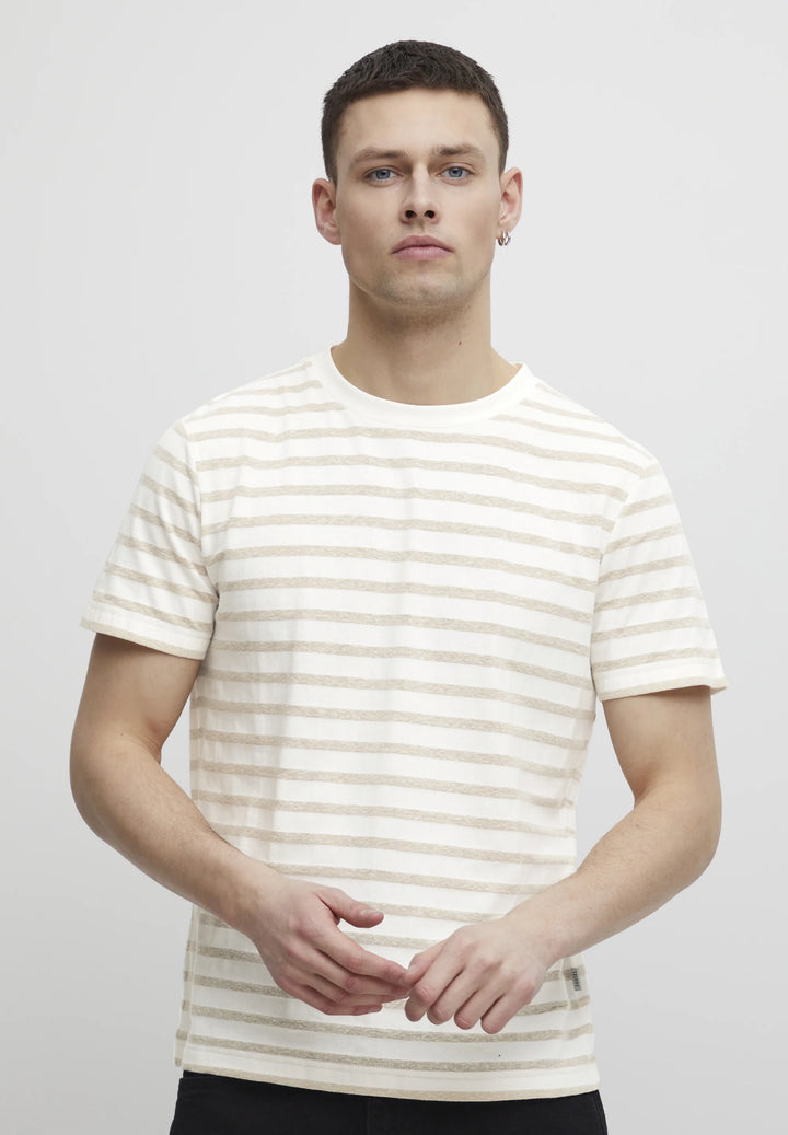 CHATEAU GRAY STRIPED LINEN MIX T-SHIRT