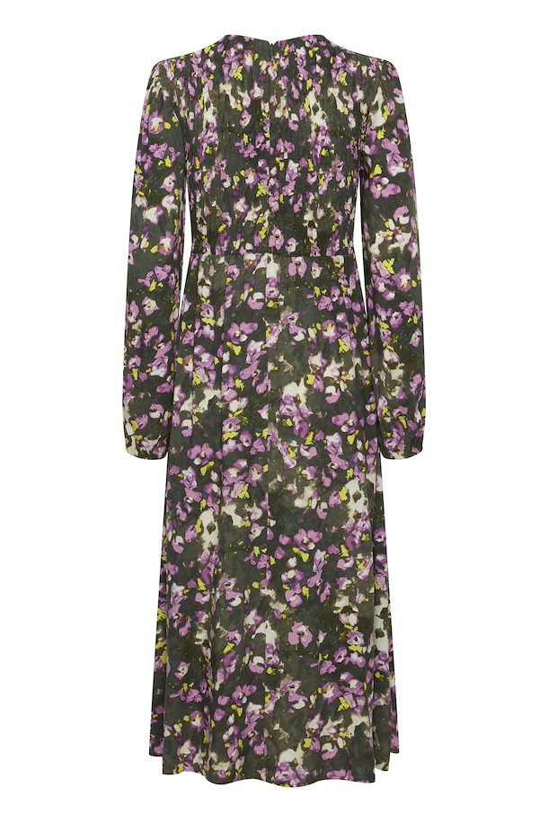 CYCLAMEN MIX JOSA SMOCK LONG DRESS