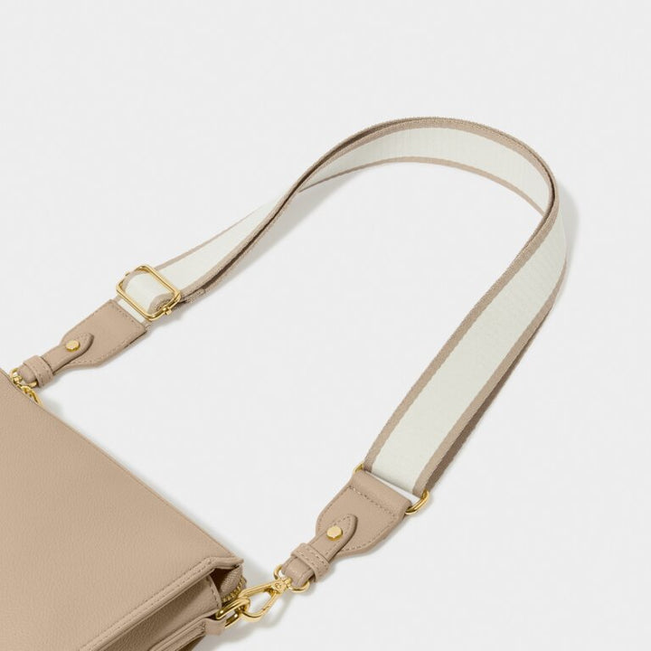 CANVAS LIGHT TAUPE STRIPE BAG STRAP