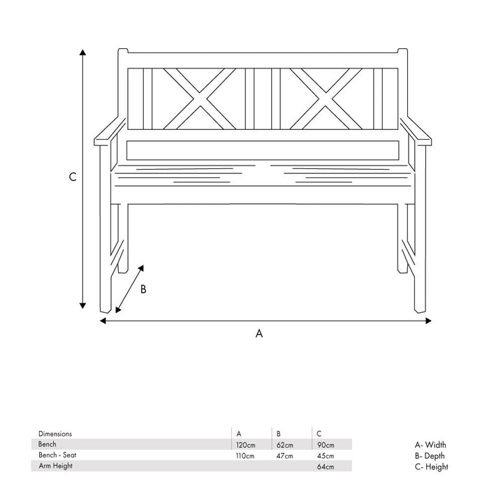 OXFORD GREY ACACIA BENCH