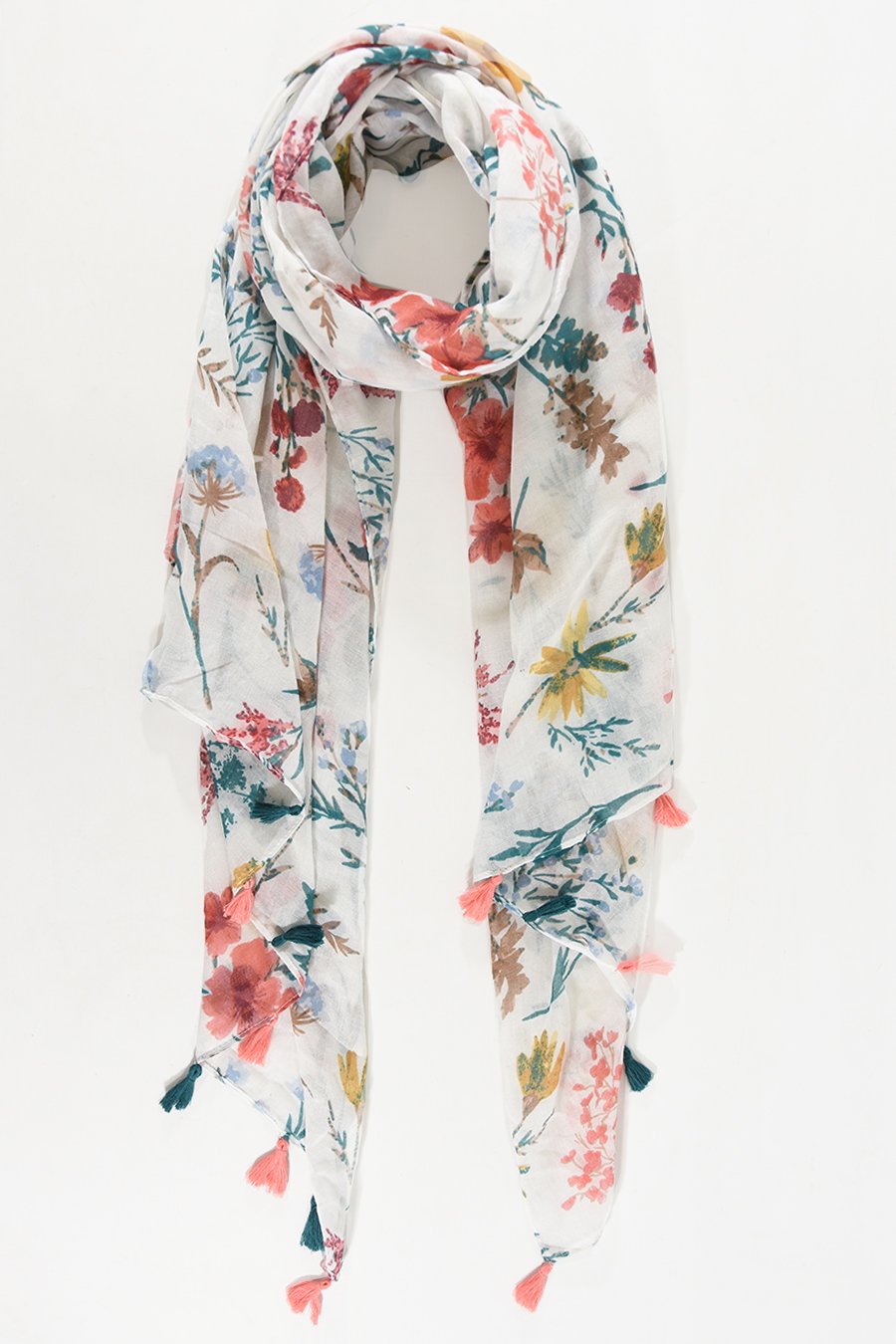 WHITE BOTANICAL SCARF