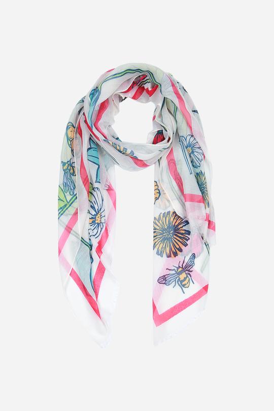 CREAM & RED GARDEN FLORAL SCARF