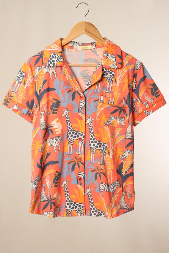 CORAL SAFARI PRINT PYJAMAS