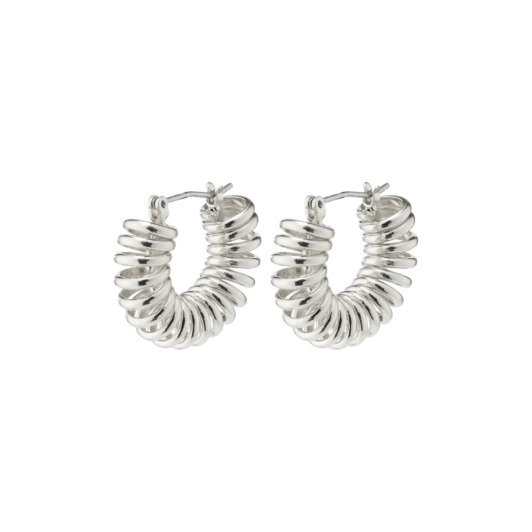 SARA SILVER SMALL SPIRAL HOOP EARRINGS