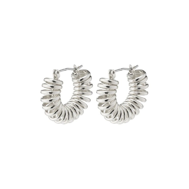 SARA SILVER SMALL SPIRAL HOOP EARRINGS