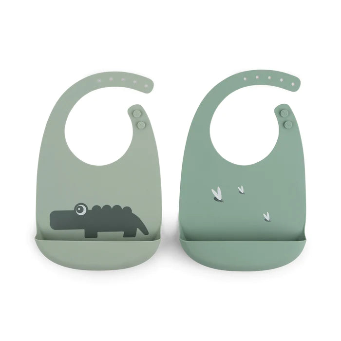 SILICONE BIB CROCO GREEN TWO PACK