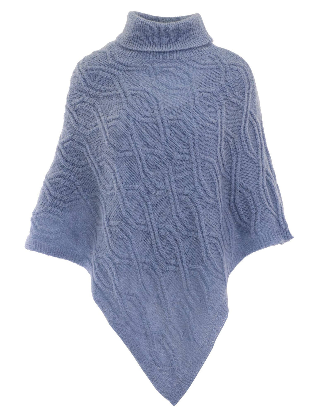 Mohair Blend Sky Blue Roll Neck Poncho